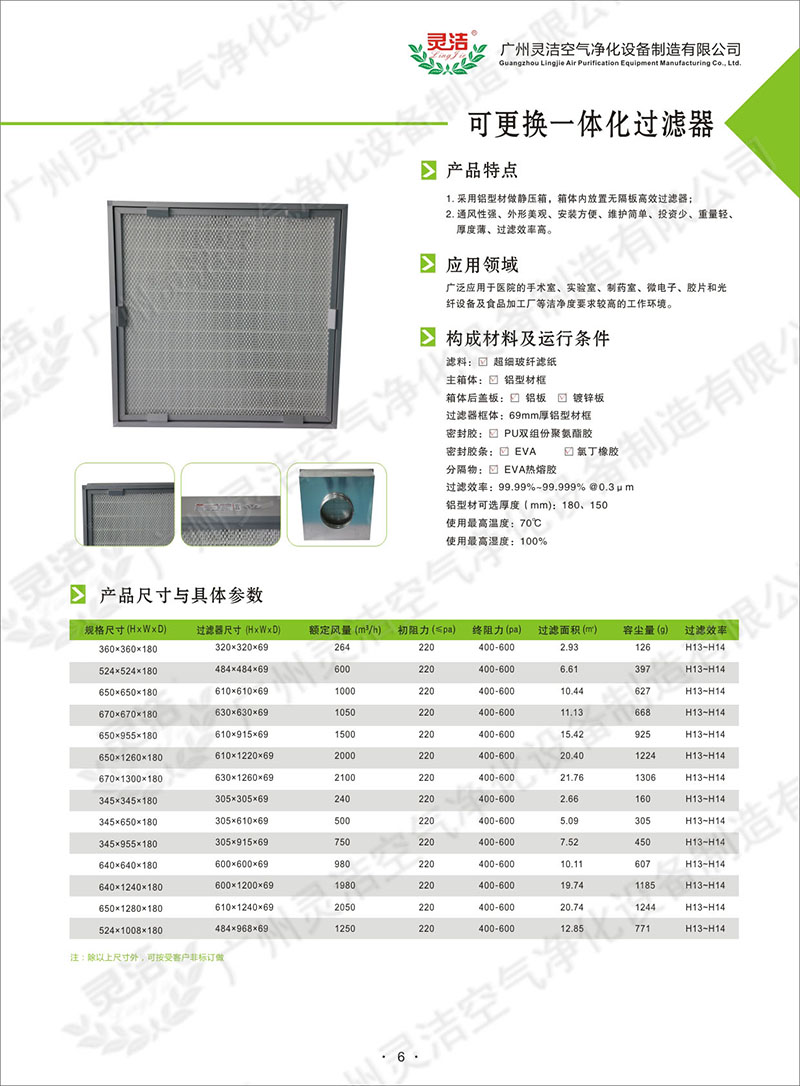 可更换一体化高效过滤器 可更换一体化高效过滤器
