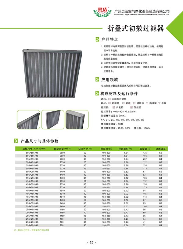 折叠式初效板式过滤器 折叠式初效板式过滤器